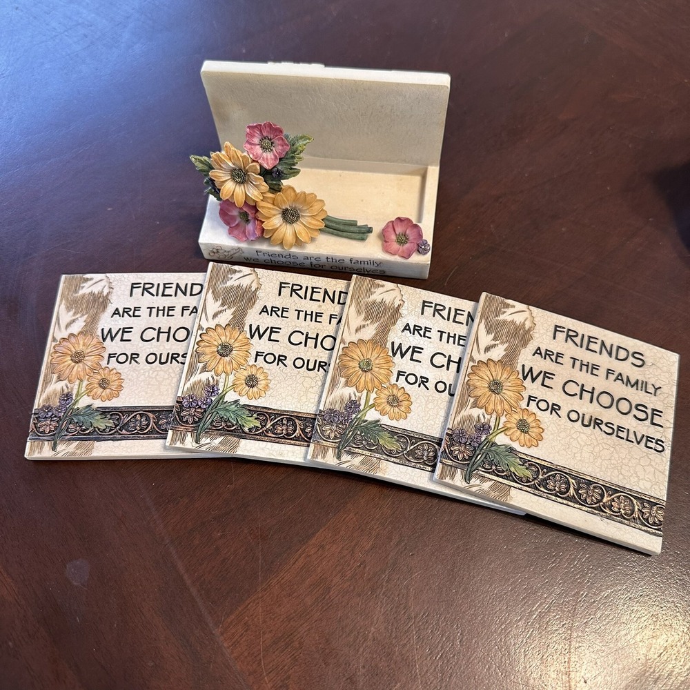 Floral Friends Family We Choose For Ourselves Coasters with Holder - Picture 3 of 7